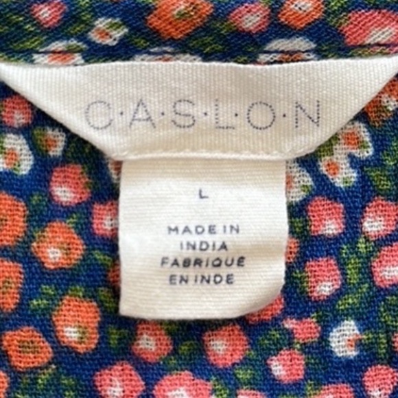 Caslon Floral Print 3/4 Sleeve Blouse - Size Large - Picture 5 of 12